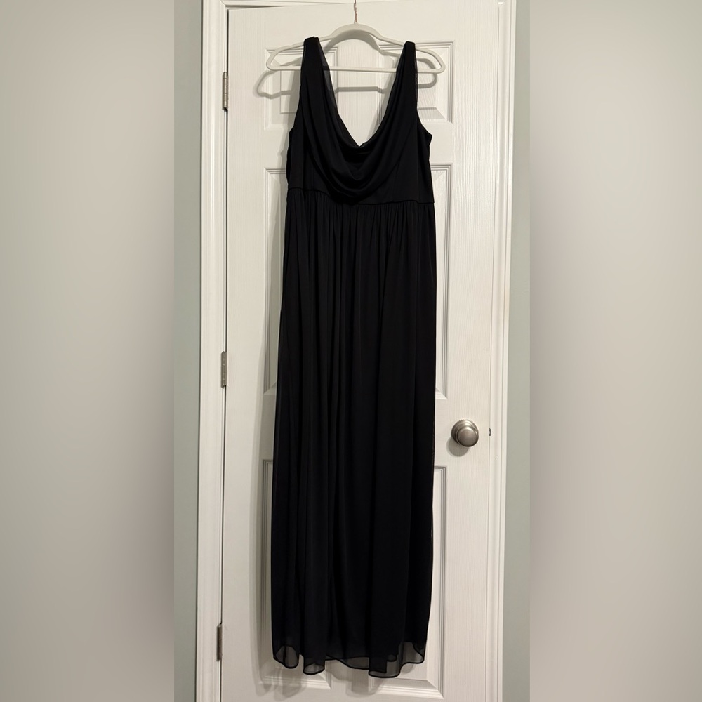 DAVID'S BRIDAL
Long Mesh Dress with Cowl Back Detail - Black 22W